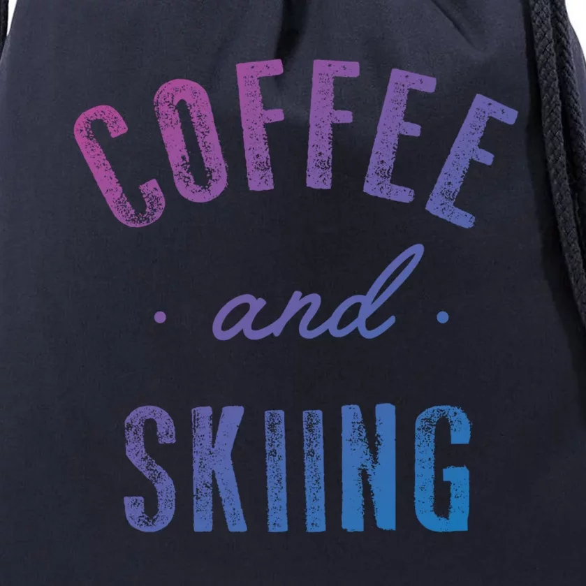 Coffee And Skiing Gift Funny Cute Caffeine Gift Drawstring Bag