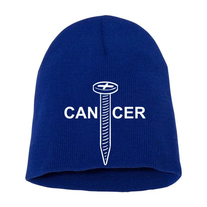 Cancer Awareness Screw Cancer Cute Gift Short Acrylic Beanie