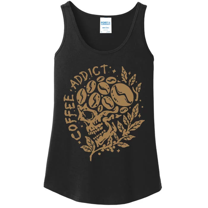 Coffee Addict Skull For Lovers Of Caffeine Ladies Essential Tank