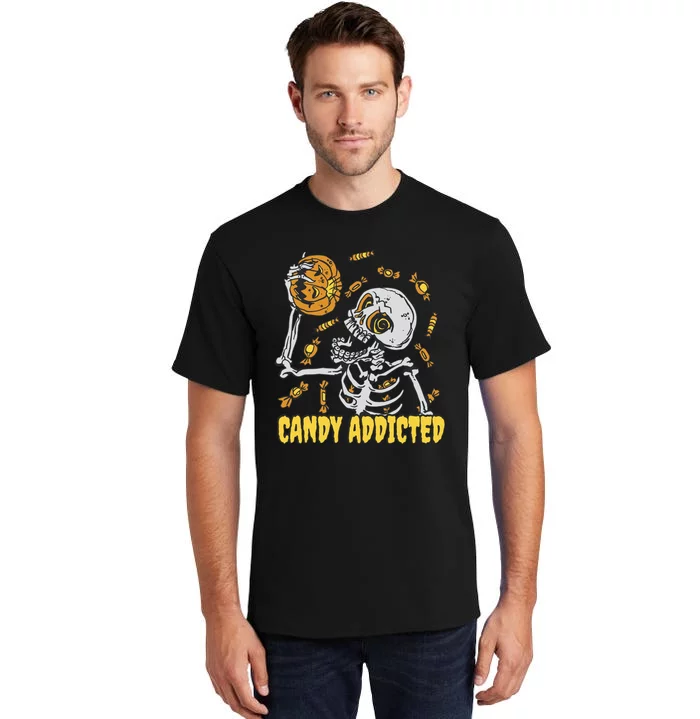 Candy Addicted Skeleton Halloween Tall T-Shirt