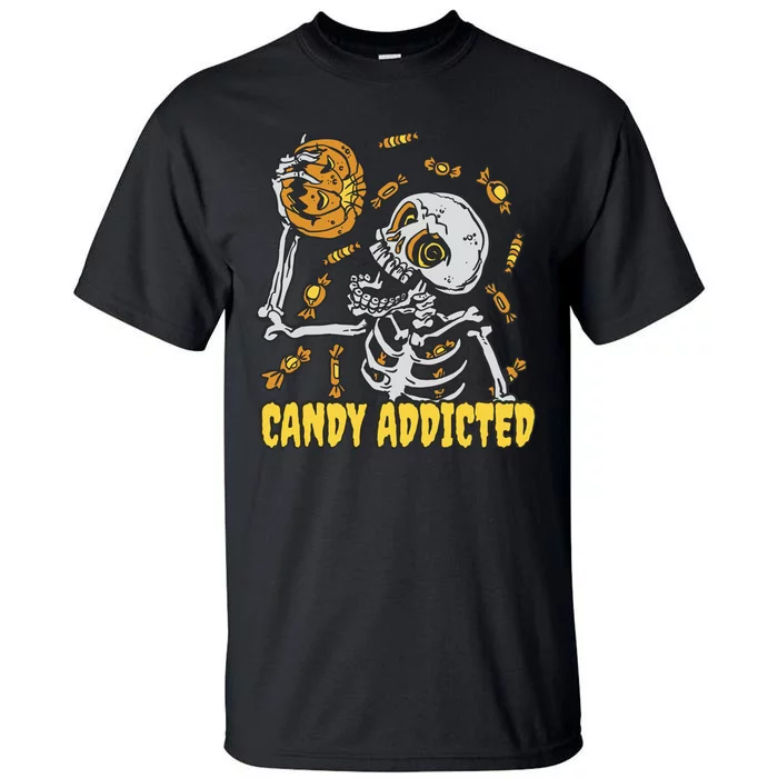 Candy Addicted Skeleton Halloween Tall T-Shirt