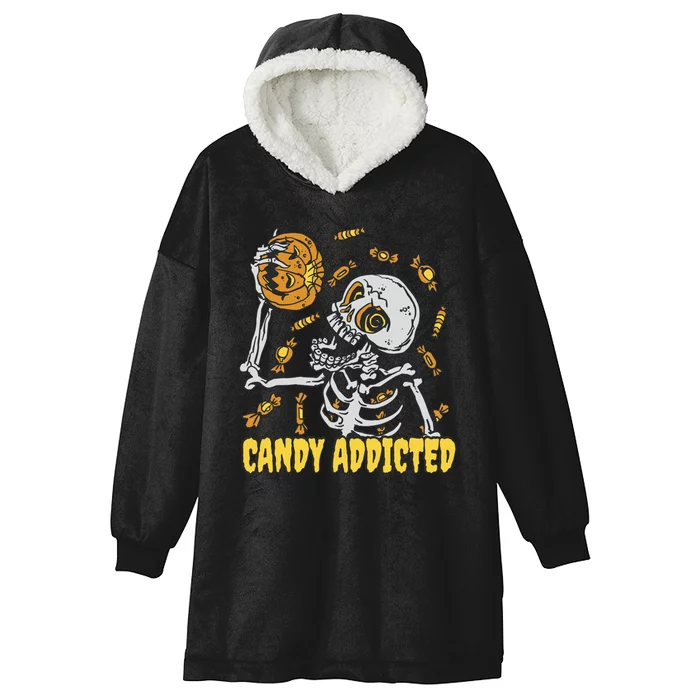 Candy Addicted Skeleton Halloween Hooded Wearable Blanket