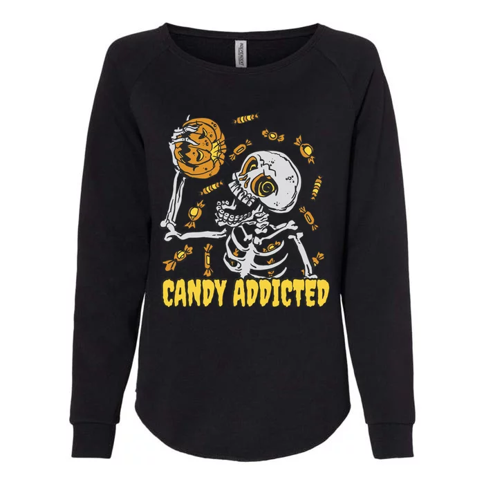 Candy Addicted Skeleton Halloween Womens California Wash Sweatshirt