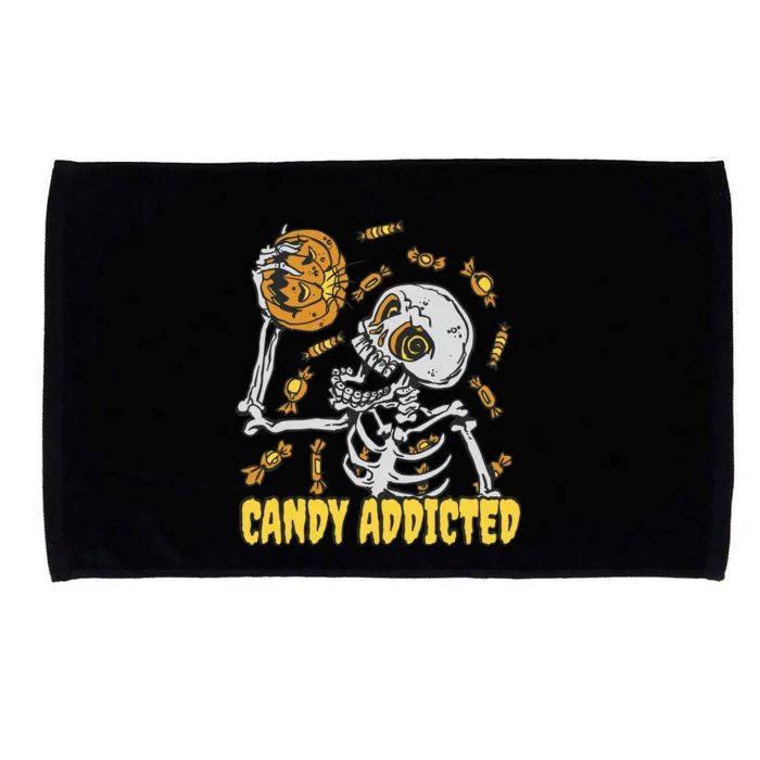 Candy Addicted Skeleton Halloween Microfiber Hand Towel