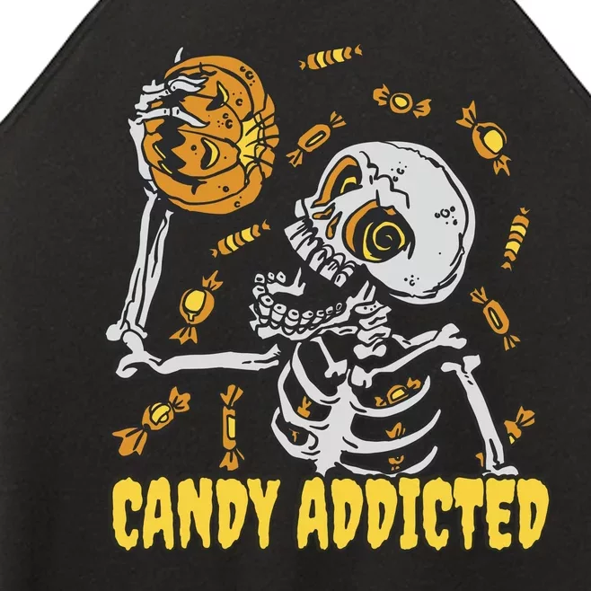 Candy Addicted Skeleton Halloween Women’s Perfect Tri Rocker Tank