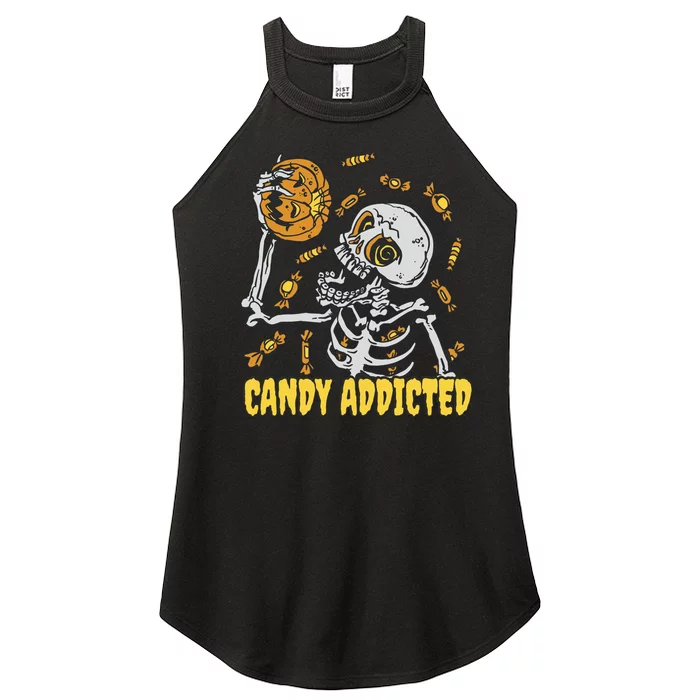 Candy Addicted Skeleton Halloween Women’s Perfect Tri Rocker Tank