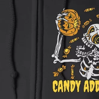 Candy Addicted Skeleton Halloween Full Zip Hoodie