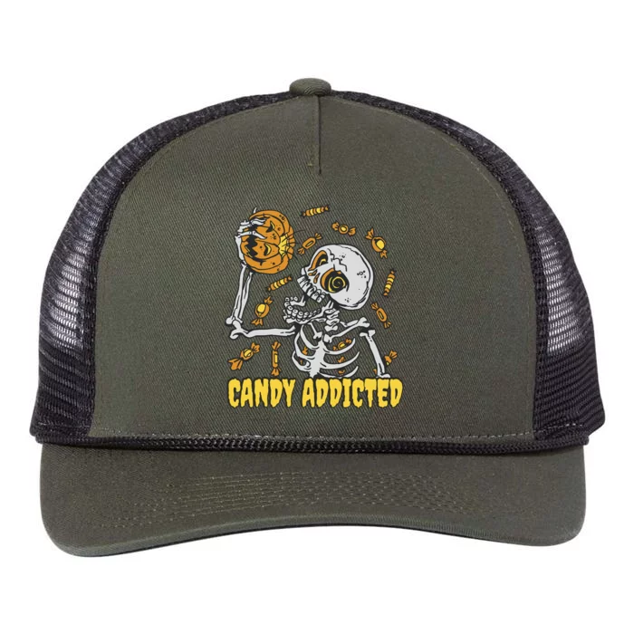 Candy Addicted Skeleton Halloween Retro Rope Trucker Hat Cap