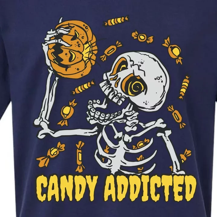 Candy Addicted Skeleton Halloween Sueded Cloud Jersey T-Shirt