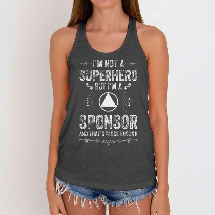 Clean And Sober Na Sobriety Alcoholics Anonymous Aa Sponsor Women's Knotted Racerback Tank