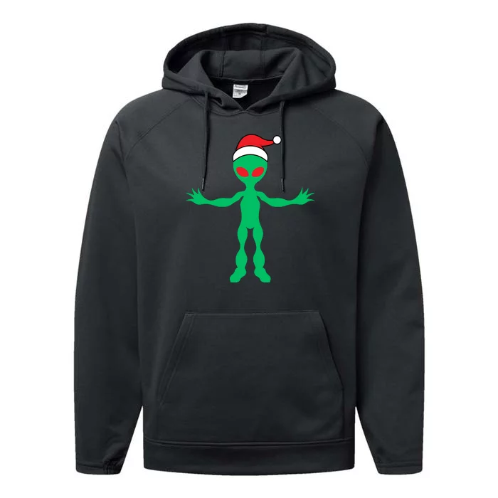 Cute Alien Santa Claus Performance Fleece Hoodie