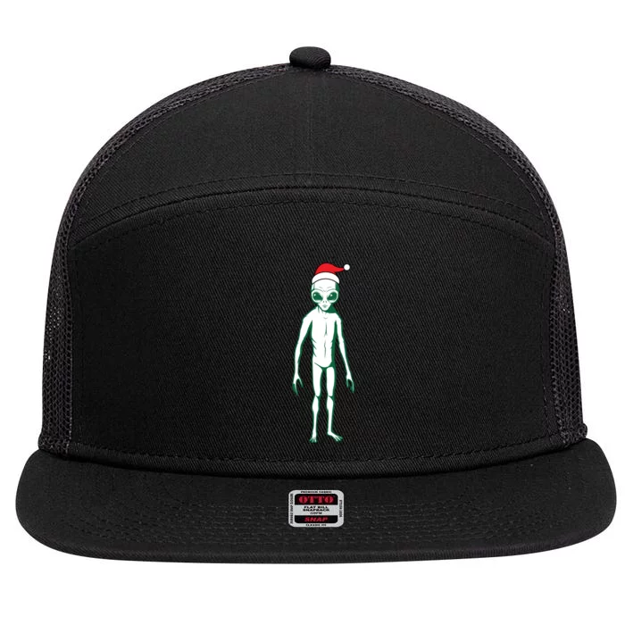 Cute Alien Santa Claus 7 Panel Mesh Trucker Snapback Hat