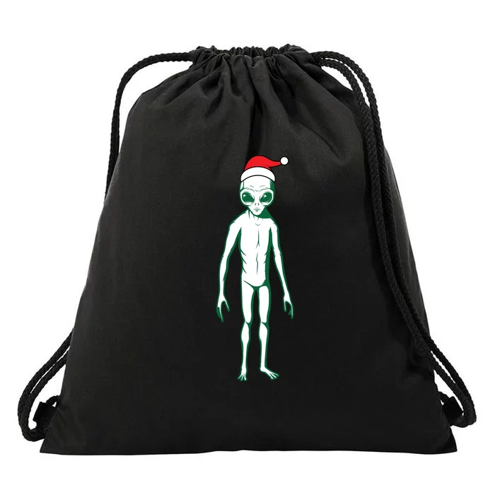 Cute Alien Santa Claus Drawstring Bag