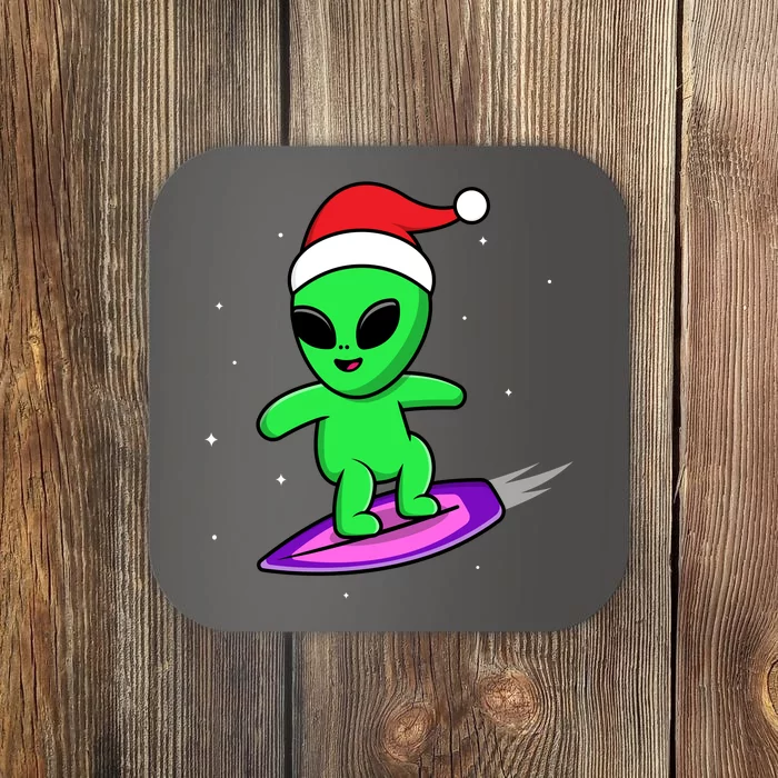 Cute Alien Santa Claus Surfing Coaster