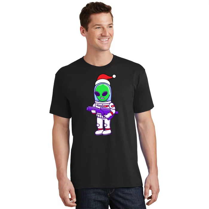 Cute Alien Santa Claus Surfing T-Shirt