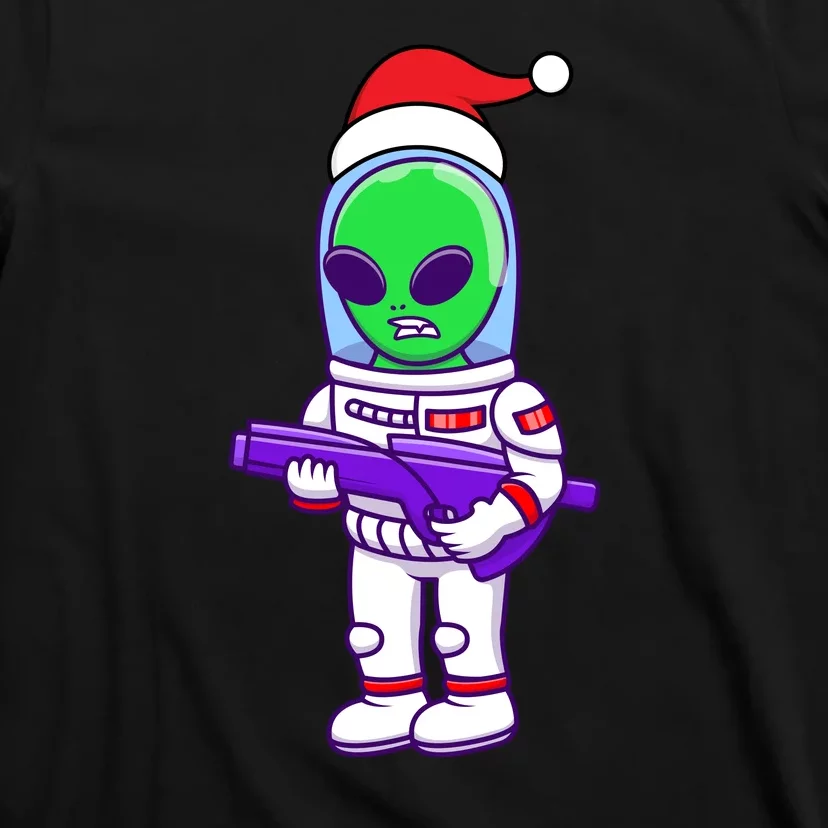 Cute Alien Santa Claus Surfing T-Shirt