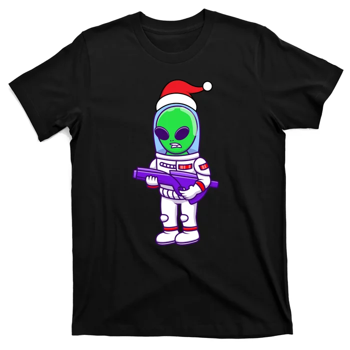 Cute Alien Santa Claus Surfing T-Shirt