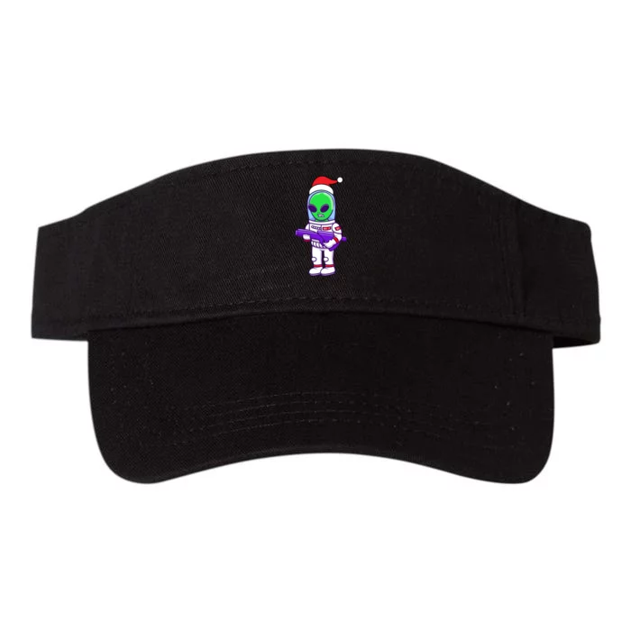 Cute Alien Santa Claus Surfing Valucap Bio-Washed Visor