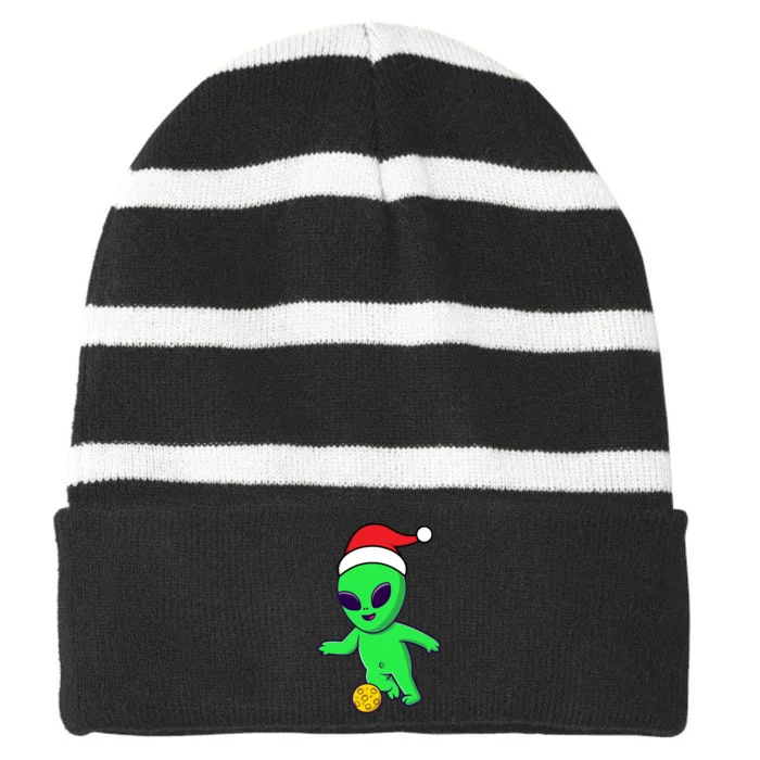 Cute Alien Santa Claus Soccer Striped Beanie with Solid Band