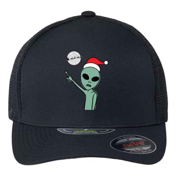 Cute Alien Santa Claus Flexfit Unipanel Trucker Cap