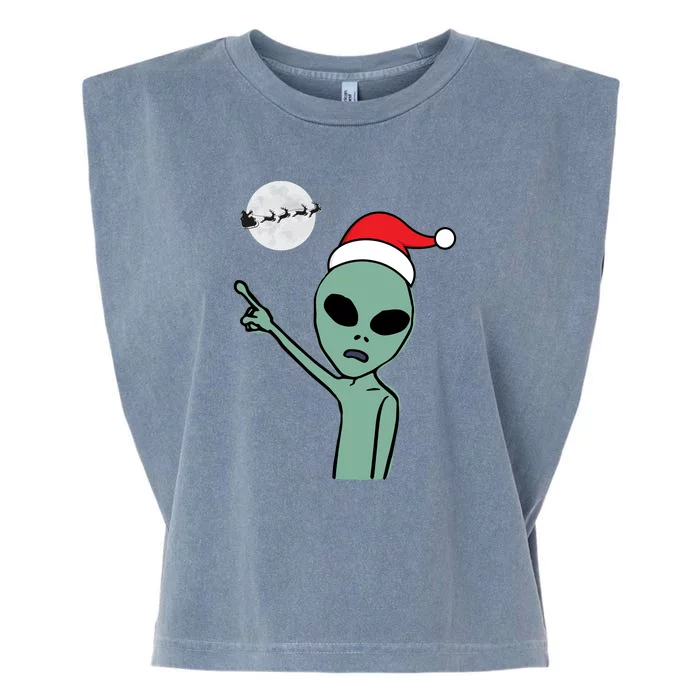 Cute Alien Santa Claus Garment-Dyed Women's Muscle Tee