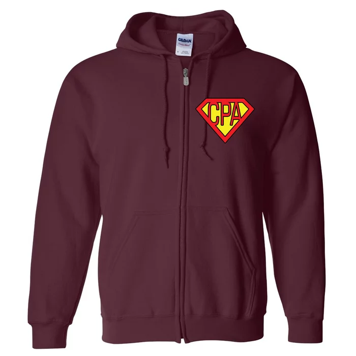 CPA Accountant Superhero T Full Zip Hoodie