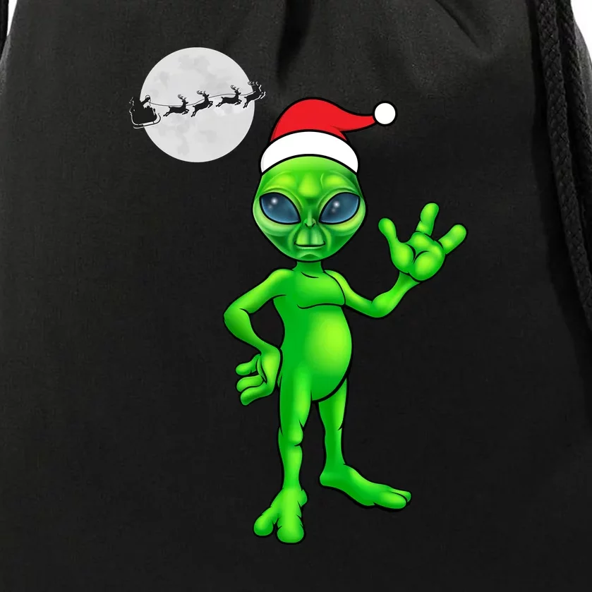 Cute Alien Santa Claus Drawstring Bag