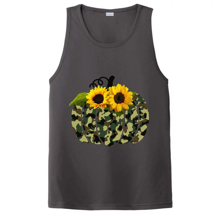 Camouflage And Sunflower Pumpkin Fall Autumn Thanksgiving Performance Tank