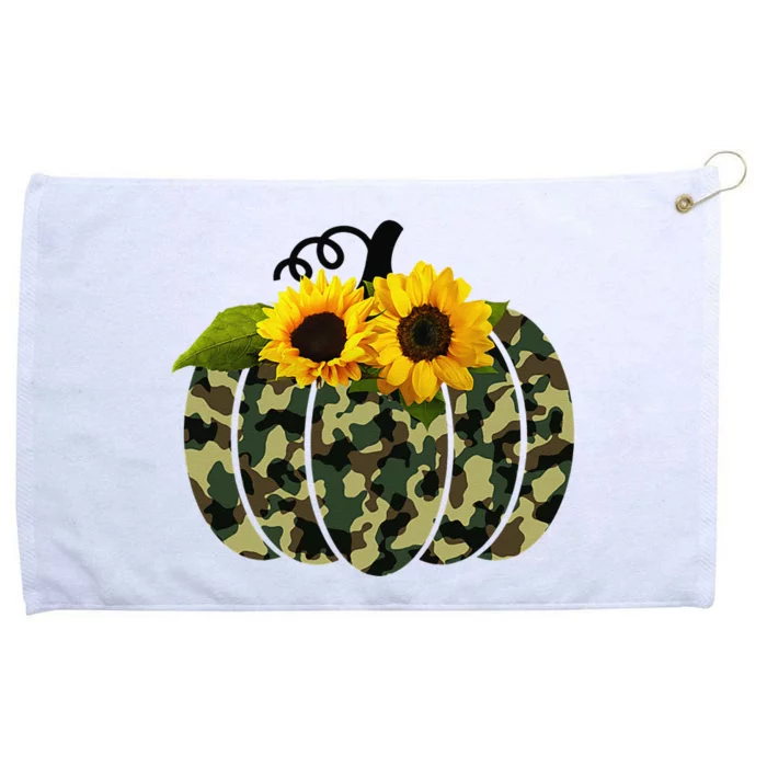 Camouflage And Sunflower Pumpkin Fall Autumn Thanksgiving Grommeted Golf Towel