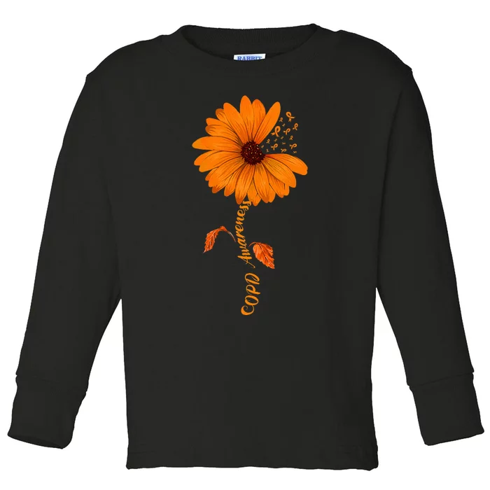 Copd Awareness Sunflower Orange Ribbon Toddler Long Sleeve Shirt