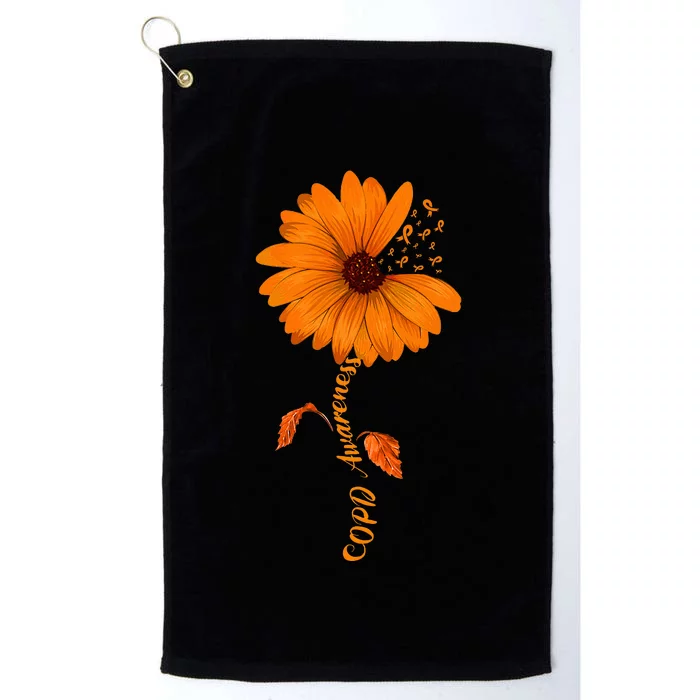 Copd Awareness Sunflower Orange Ribbon Platinum Collection Golf Towel