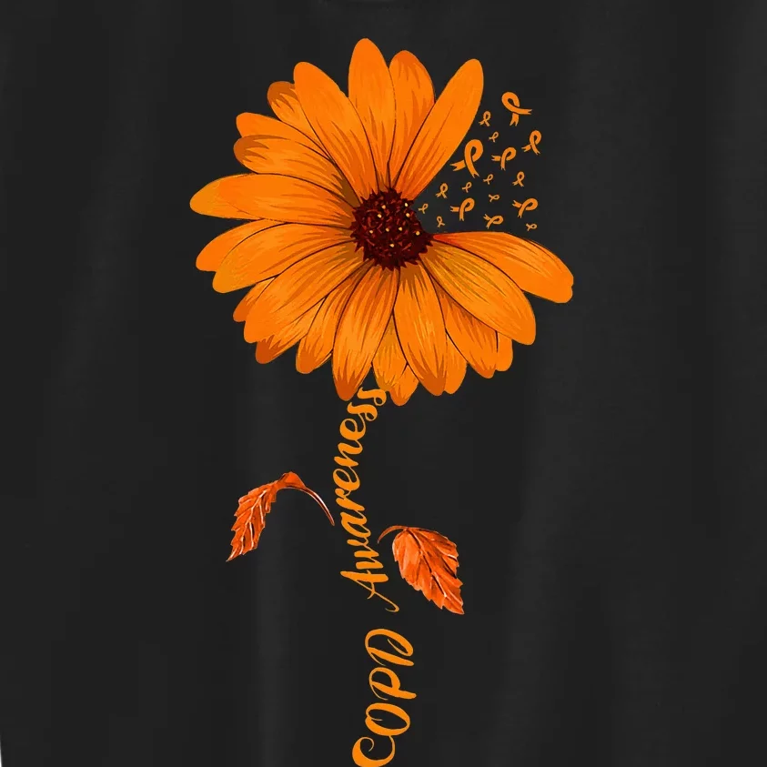 Copd Awareness Sunflower Orange Ribbon Kids Sweatshirt