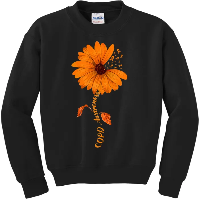 Copd Awareness Sunflower Orange Ribbon Kids Sweatshirt