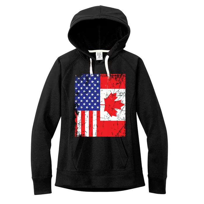 Canadian American Shirts USA Canada Flag 4th Of July Women's Fleece Hoodie