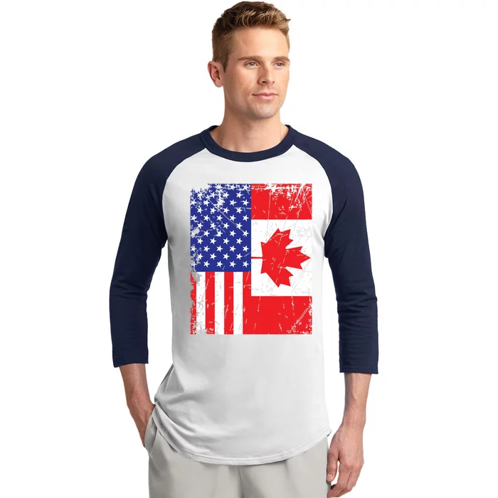 Canadian American Shirts USA Canada Flag 4th Of July Baseball Sleeve Shirt