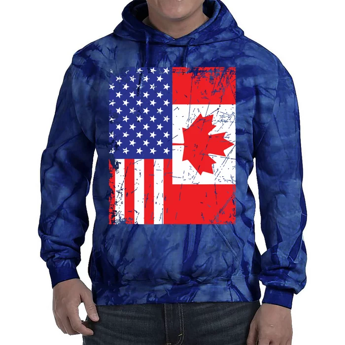 Canadian American Shirts USA Canada Flag 4th Of July Tie Dye Hoodie