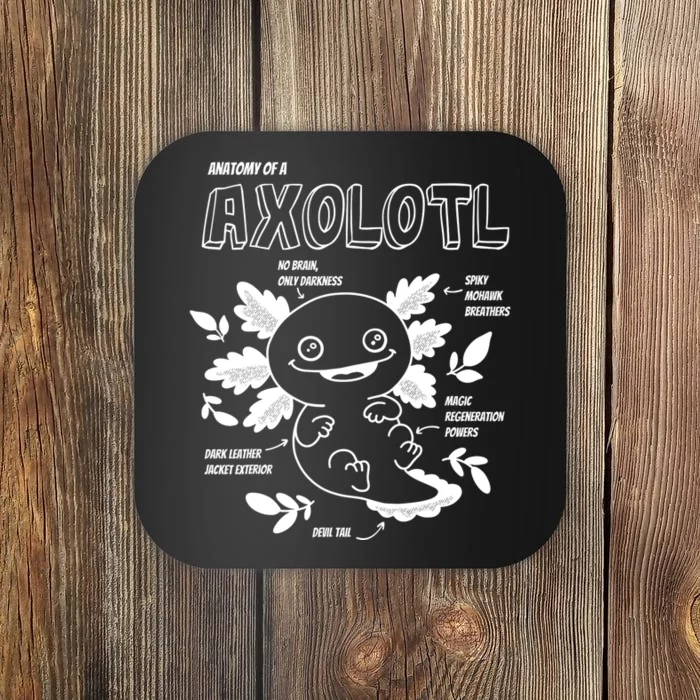 Cute Axolotl Shirt, Anatomy Of A Axolotl Funny Girls Boys Coaster