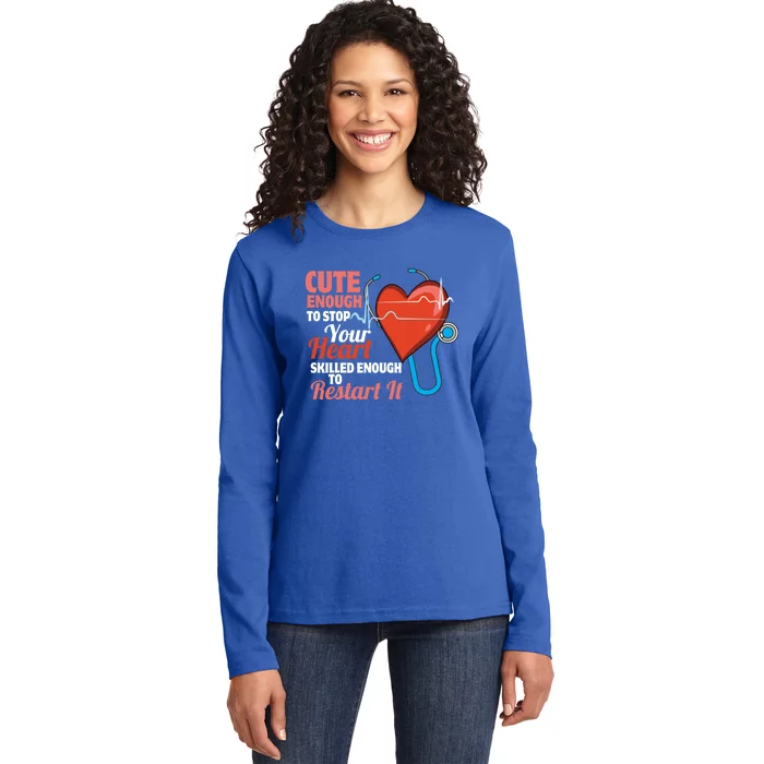 Cute And Skilled Nurse Heartbeat Magician Gift Ladies Long Sleeve Shirt