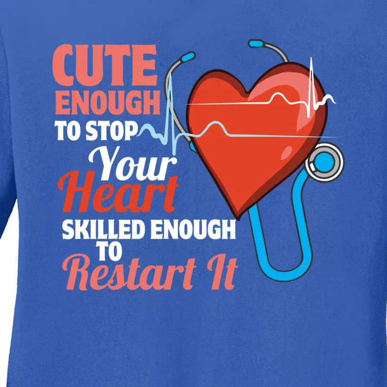 Cute And Skilled Nurse Heartbeat Magician Gift Ladies Long Sleeve Shirt