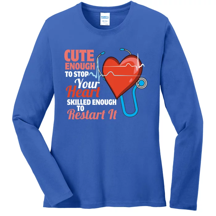 Cute And Skilled Nurse Heartbeat Magician Gift Ladies Long Sleeve Shirt