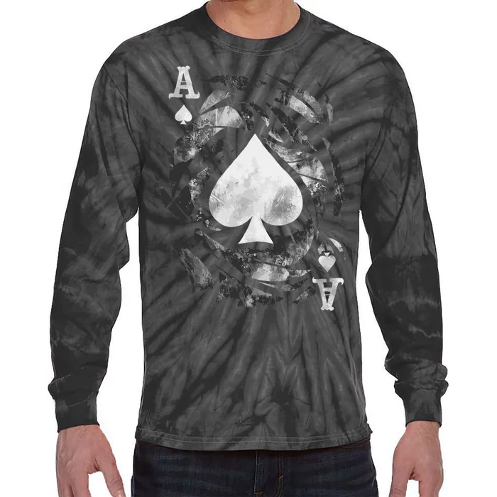 Card Ace Spades Play Playing Tie-Dye Long Sleeve Shirt