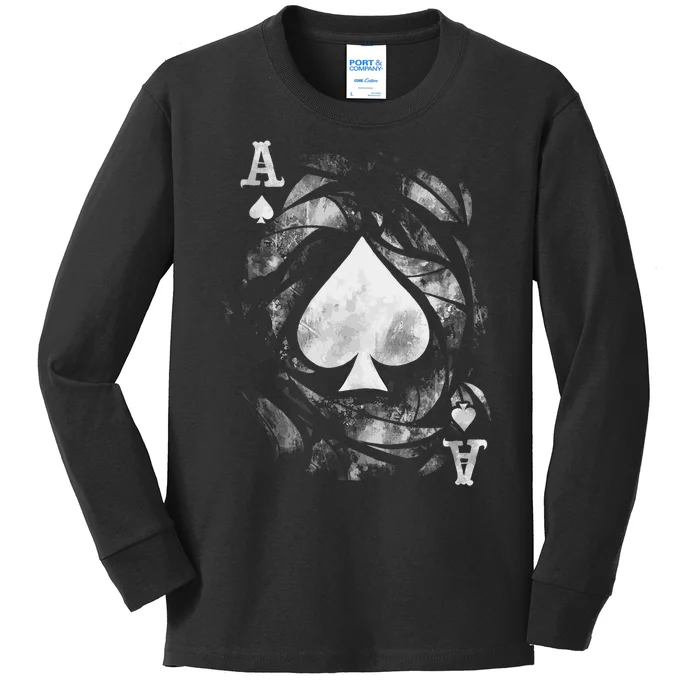 Card Ace Spades Play Playing Kids Long Sleeve Shirt