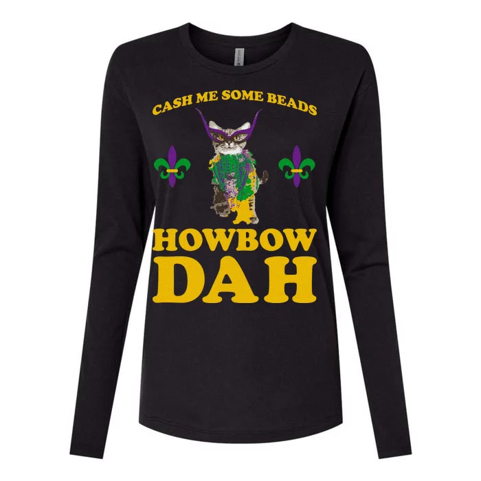 Cash Me Some Beads Howbow Dah Mardi Gras Womens Cotton Relaxed Long Sleeve T-Shirt