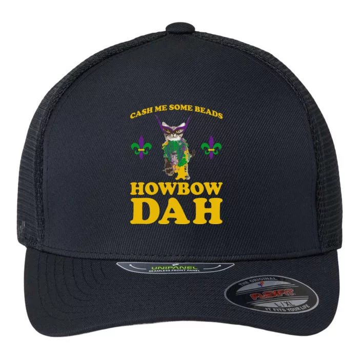 Cash Me Some Beads Howbow Dah Mardi Gras Flexfit Unipanel Trucker Cap