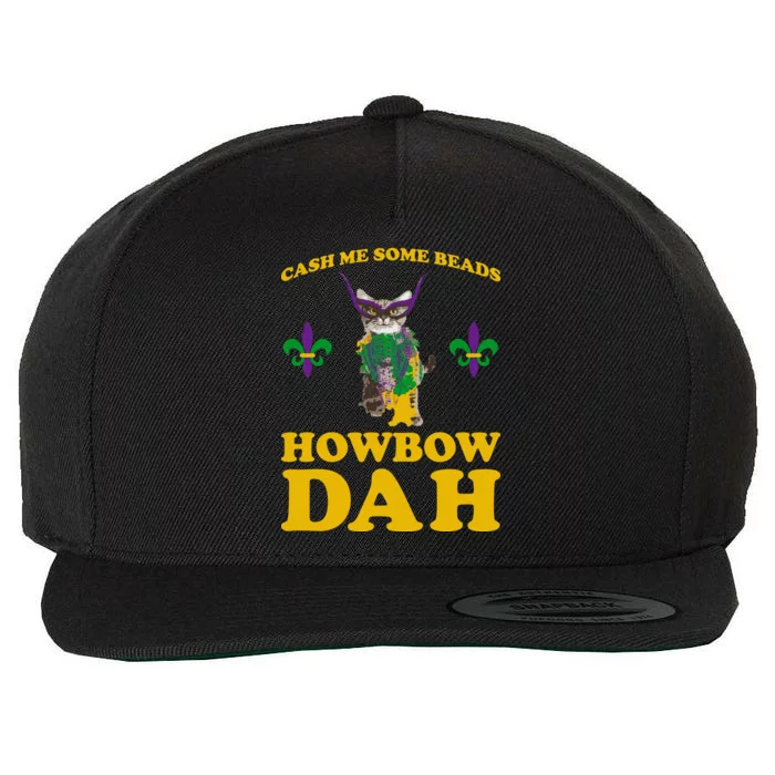 Cash Me Some Beads Howbow Dah Mardi Gras Wool Snapback Cap