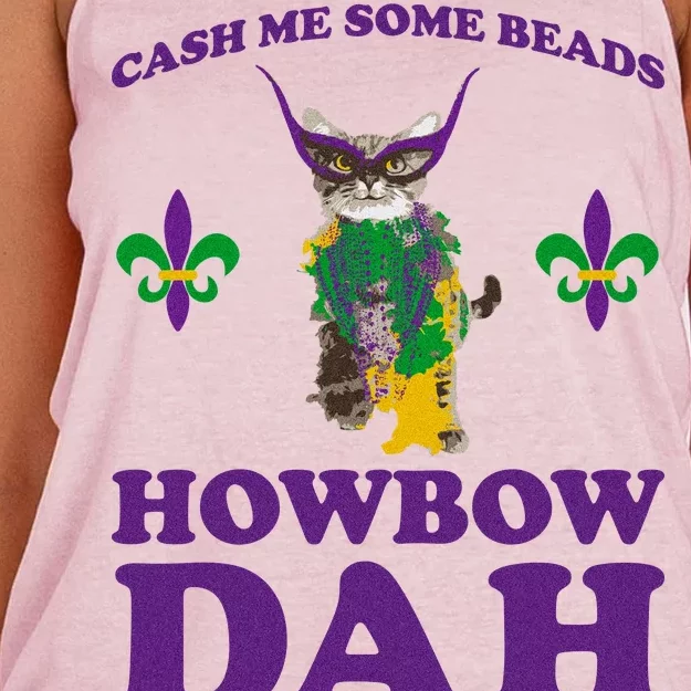 Cash Me Some Beads Howbow Dah Mardi Gras Women's Knotted Racerback Tank