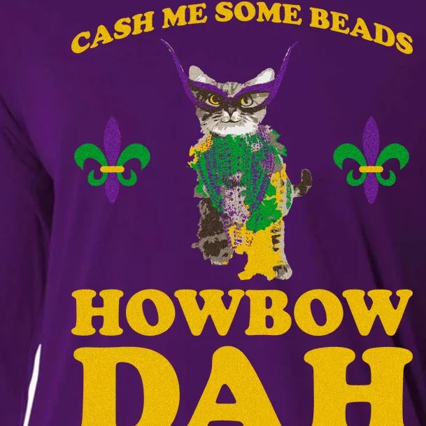 Cash Me Some Beads Howbow Dah Mardi Gras Cooling Performance Long Sleeve Crew