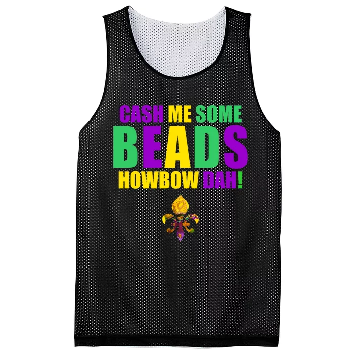 Cash Me Some Beads Howbow Dah! Mardi Gras New Orleans Mesh Reversible Basketball Jersey Tank