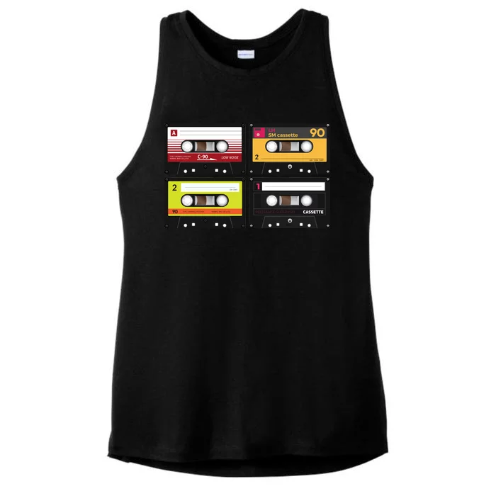 Cassette Tapes Music Mixtape Vintage Retro 80s Tech Ladies Tri-Blend Wicking Tank