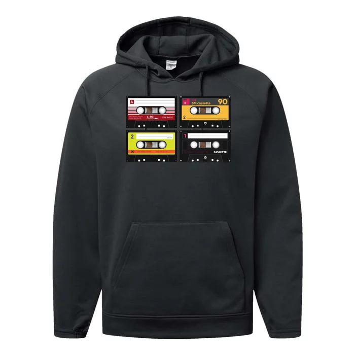 Cassette Tapes Music Mixtape Vintage Retro 80s Tech Performance Fleece Hoodie